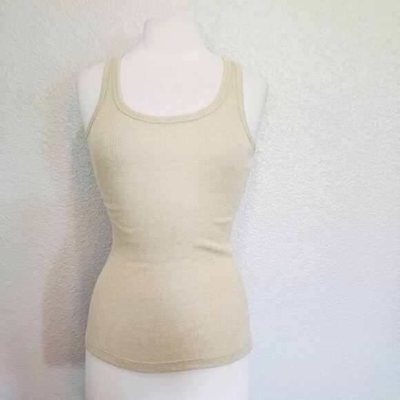 Victoria's Secret Metallic Gold Racerback Tee Size Medium - Picture 1 of 11